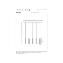 Lucide Lionel - Hanglamp - 5xE27 - Zwart Discount