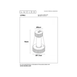 Lucide LORALI Tafellamp-Zwart-LED Dimb.-1,2W-2600K/3000K