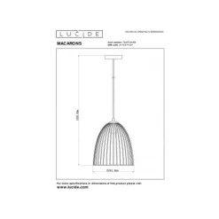 Lucide MACARONS Hanglamp-Roze-Ø24,5-1xE27-40W-Metaal Clearance