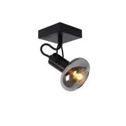 Lucide MADEE Plafondspot 1x E14/25W Zwart/ Smoke Glas Hot