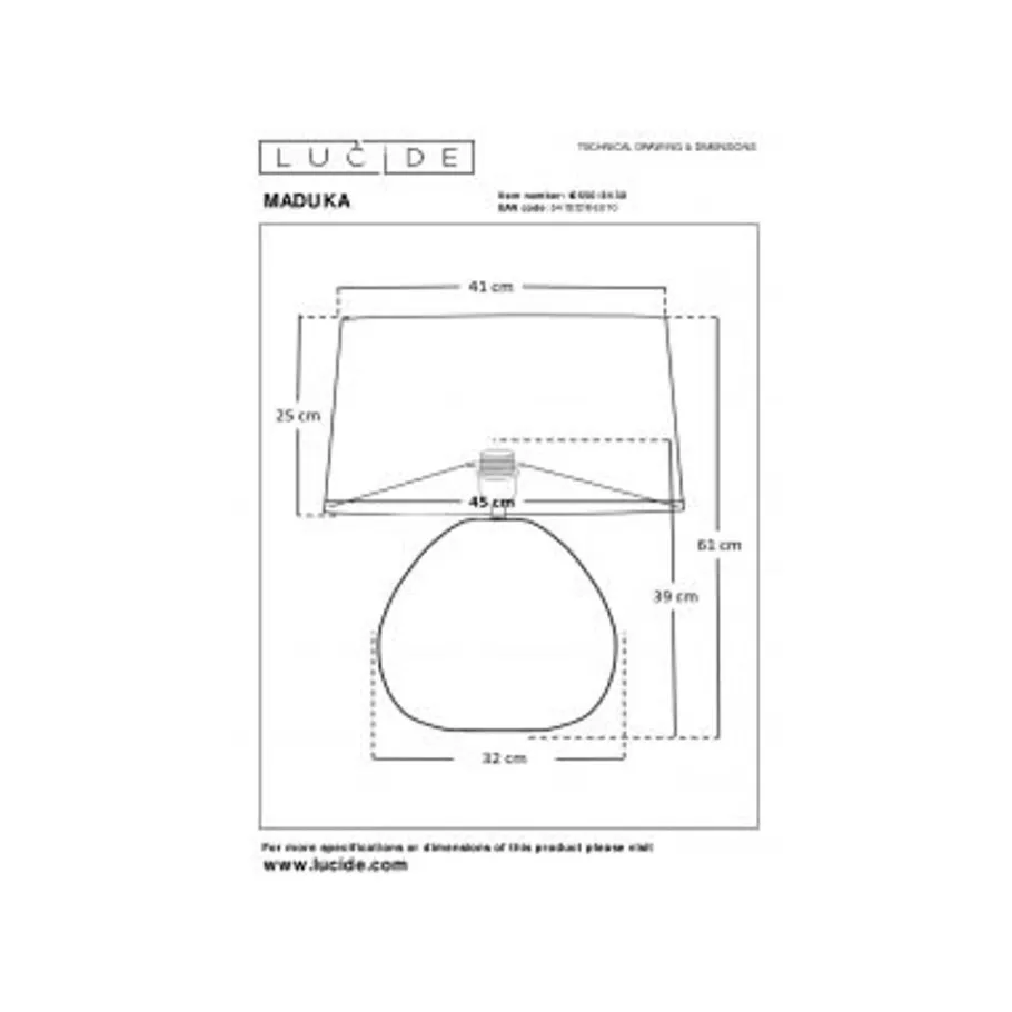 Lucide MADUKA Tafellamp-Zwart-1xE27-40W-Zeegra. Hot