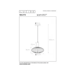Lucide MALOTO - Hanglamp - Ø 30 cm - 1xE27 - Amber Outlet