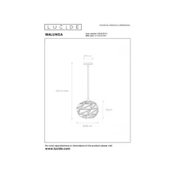 Lucide MALUNGA - Hanglamp - Ø 25 cm - 1xE27 - Wit Hot