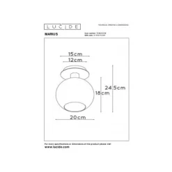 Lucide MARIUS - Plafonnière - 1xE27 - Zwart Online