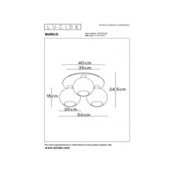 Lucide MARIUS - Plafonnière - 3xE27 - Zwart Hot