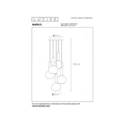 Lucide MARIUS Hanglamp-Zwart-Ø55-5xE27-40W-Glas Outlet