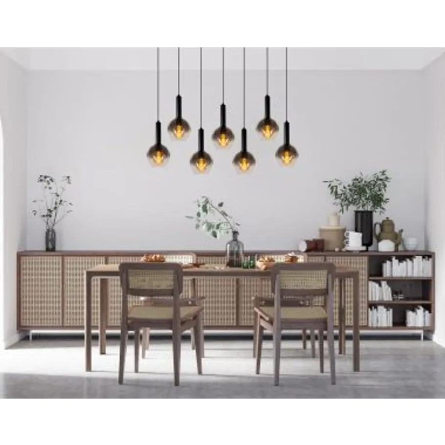 Lucide MARIUS Hanglamp-Zwart-7xE27-40W-Glas Discount