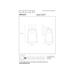 Lucide MATSLOT - Wandlamp Buiten - E27 - IP23 - Zwart Outlet