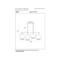 Lucide MAYA Hanglamp-Zwart-4xE27-40W-Katoen