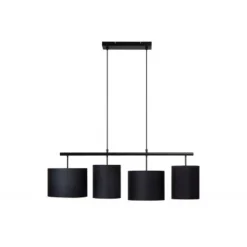 Lucide MAYA Hanglamp-Zwart-4xE27-40W-Katoen