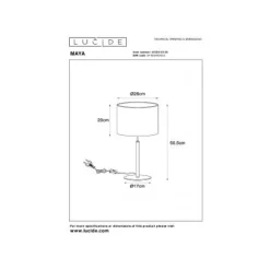 Lucide MAYA Tafellamp-Zwart-Ø26-1xE27-40W-Katoen New