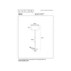 Lucide MAYA Vloerlamp-Zwart-Ø45-1xE27-40W-Katoen Online