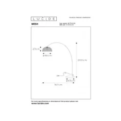 Lucide MESH - Vloerlamp - Ø 46 cm - 1xE27 - Zwart Clearance