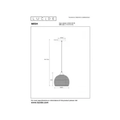 Lucide MESH Pendel E27 Ø22cm H 20cm Zwart New