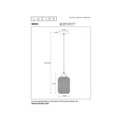 Lucide MESH Pendel E27 Ø15cm H 29cm Zwart Online
