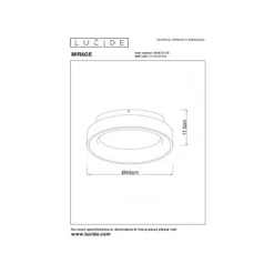 Lucide MIRAGE Plafonnière-Zwart-Ø45-LED Dimb.-33W-2700K New