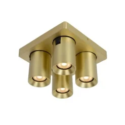 Lucide NIGEL - Plafondspot - LED Dim to warm - GU10 - 4x5W 2200K/3000K - Mat Goud / Messing Hot