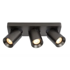 Lucide NIGEL - Plafondspot - LED Dim to warm - GU10 - 3x5W 2200K/3000K - Zwart Staal Outlet