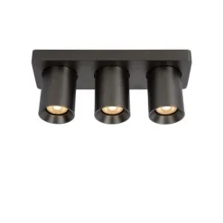 Lucide NIGEL - Plafondspot - LED Dim to warm - GU10 - 3x5W 2200K/3000K - Zwart Staal Outlet