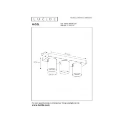Lucide NIGEL Plafondspot 3xGU10/5W DTW Zwart New