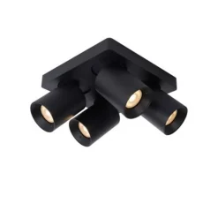 Lucide NIGEL Plafondspot 4xGU10/5W DTW Zwart Discount