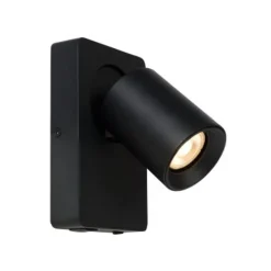 Lucide NIGEL Wandspot 1xGU10/5W + USB Zwart Hot