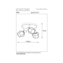 Lucide NILA - Plafondspot - Ø 36 cm - 3xE14 - Zwart