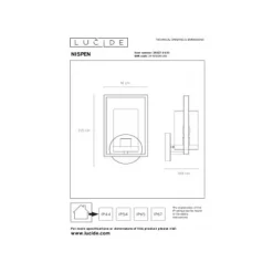 Lucide NISPEN Wandlicht IP44 E14 H33cm Zwart Online