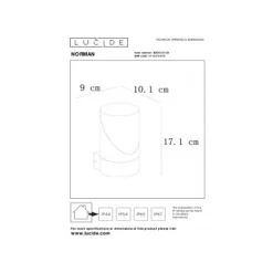 Lucide NORMAN - Wandlamp Buiten - Ø 9 cm - 1xE27 - IP65 - Zwart New