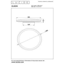 Lucide OLSON - Plafonnière - Ø 35 cm - LED Dimb. - CCT - 1x36W 3000K/6500K - Opaal Discount