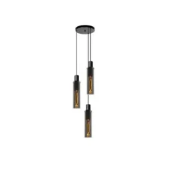 Lucide ORLANDO Hanglamp 3xE27/60W Zwart/Smoke glas Best