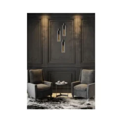 Lucide ORLANDO Hanglamp 3xE27/60W Zwart/Smoke glas Best