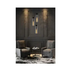 Lucide ORLANDO Hanglamp 3xE27/60W Zwart/Smoke glas Best