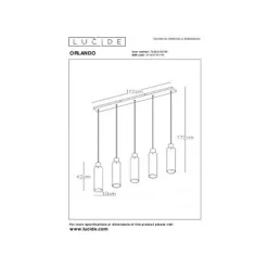 Lucide ORLANDO Hanglamp 5xE27/60W Zwart/Smoke glas Discount