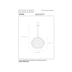 Lucide OTONA - Hanglamp - Ø 40 cm - 1xE27 - Zwart