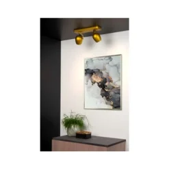 Lucide PRESTON - Plafondspot - LED Dim to warm - GU10 - 2x5W 2200K/3000K - Mat Goud / Messing Outlet