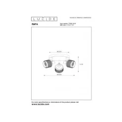 Lucide RAFA - Plafondspot - Ø 42 cm - 3xE14 - Zwart Outlet