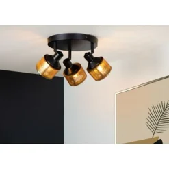 Lucide RAFA - Plafondspot - Ø 42 cm - 3xE14 - Zwart Outlet