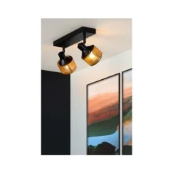 Lucide RAFA - Plafondspot - 2xE14 - Zwart Hot