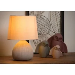 Lucide RAMZI - Tafellamp - Ø 18 cm - 1xE14 - Beige Online