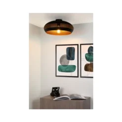 Lucide RAYCO Plafonnière-Zwart-Ø45-1xE27-40W-Staal Sale