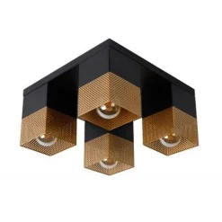 Lucide RENATE - Plafonnière - 4xE27 - Zwart Hot