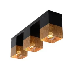 Lucide RENATE - Plafonnière - 3xE27 - Zwart Clearance