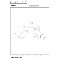 Lucide RITMO - Plafondspot - Ø 15 cm - 2xGU10 (MR11) - Zwart Online