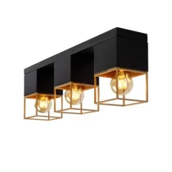 Lucide RIXT - Plafonnière - 3xE27 - Zwart Discount