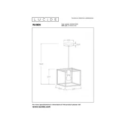 Lucide RUBEN Hanglamp 1x E27 40W Zwart / mat goud Hot