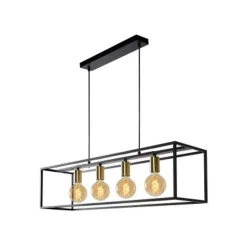 Lucide RUBEN Hanglamp 4x E27 40W Zwart / mat goud Outlet