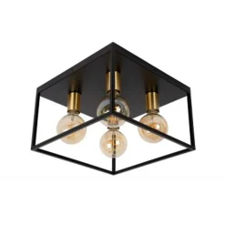 Lucide RUBEN Plafonnière-Zwart-4xE27-40W-Metaal Outlet