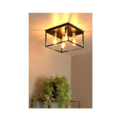 Lucide RUBEN Plafonnière-Zwart-4xE27-40W-Metaal Outlet