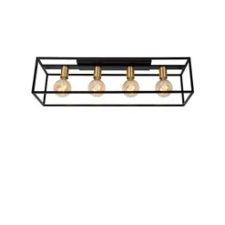 Lucide RUBEN Plafonnière-Zwart-4xE27-40W-Metaal